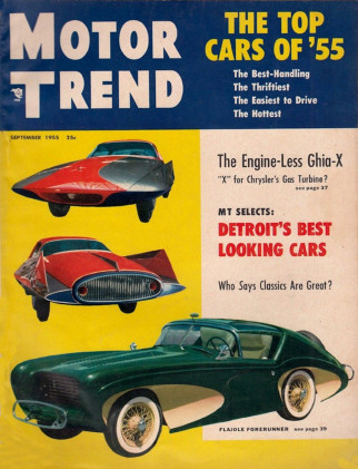 MOTOR TREND 1955 SEPT - NEW CARS, '21 RUMPLER,STUDE, PACKARD, VW BEETLE